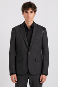 Marynarka Męska Elegancka Wizytowa Slim Fit Casual Grafitowa