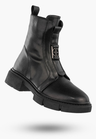 Trapery Damskie Skórzane Buty Na Zimę Ocieplane Botki Czarne Filippo DBT6524/25BK