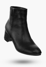 Buty Damskie Botki Ocieplane Czarne ze Skóry Ekologicznej Na Klocku Na Zimę 9BT35-0048-PU