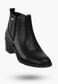 Botki Damskie Buty ze Skóry Ekologicznej Ocieplane Czarne Eleganckie Na Zimę ASA128-2