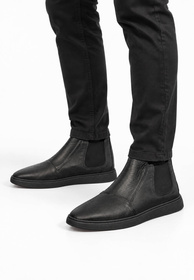 Sztyblety Męskie IZZI Skórzane Buty Ocieplane Wsuwane Czarne POLSKI PRODUKT