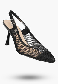 Czółenka Damskie Skórzane Buty Ażurowe Slingback Letnie Czarne Maciejka K7507-29/00-0