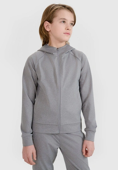 Bluza Chłopięca 4F Sportowa Treningowa Rozpinana Z Kapturem Szara 4FJWSS25TFSWM557