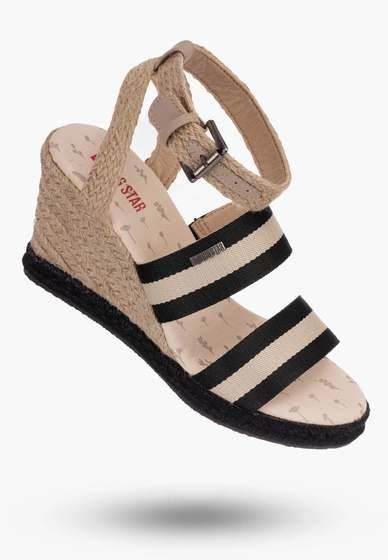 Sandały na koturnie Big Star Czarne Buty Damskie LL274884