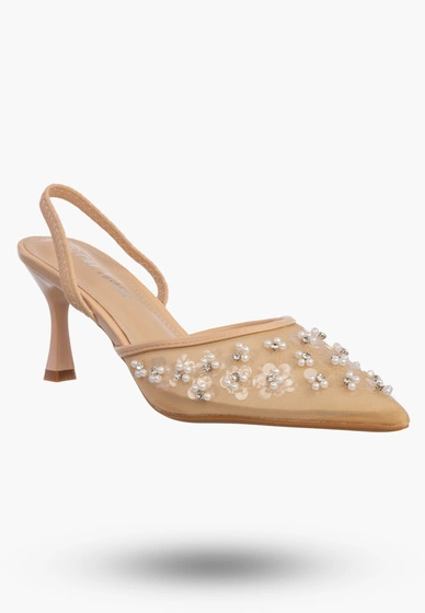 Szpilki Damskie Eleganckie Buty Na Obcasie z perełkami Złote