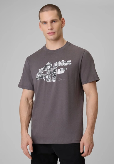 Koszulka Męska 4F T-Shirt Bawełniany Regular Sportowy Szary 4FWSS26TTSHM2659
