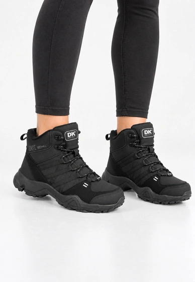 Buty Trekkingowe Damskie DK Młodzieżowe Sportowe Softshell Wysokie Czarne