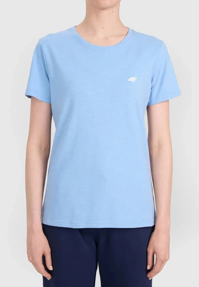 Koszulka Damska 4F T-shirt Basic Bawełniany Niebieski 4FWMM00TTSHF3308