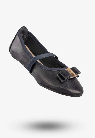 Baleriny Dziewczęce Ekoskóra Buty Eleganckie Z Kokardką Granatowe Footwear DD2035A