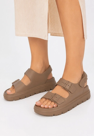 Sandały Damskie BIG STAR Piankowe Buty Letnie Na Klamry Brązowe TT274A035