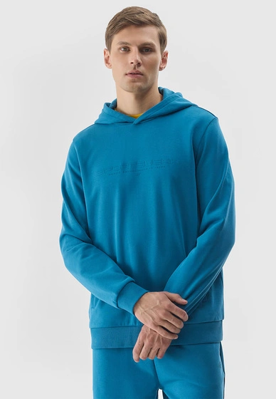 Bluza Męska 4F Z Kapturem Nieocieplana Sportowa Regular Niebieska 4FWSS24TSWSM0948