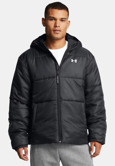 Kurtka Puchowa Męska Under Armour Sportowa Ocieplana Zimowa Z Kapturem Czarna Lightweight Insulated
