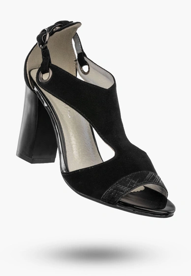 Sandały Damskie Buty Na Słupku Ze Sprzączką Eleganckie Czarne