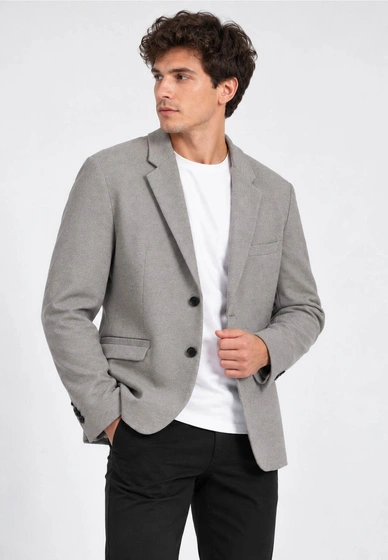 Marynarka Męska Zara Regular Fit Elegancka Klasyczna Na Guziki Szara