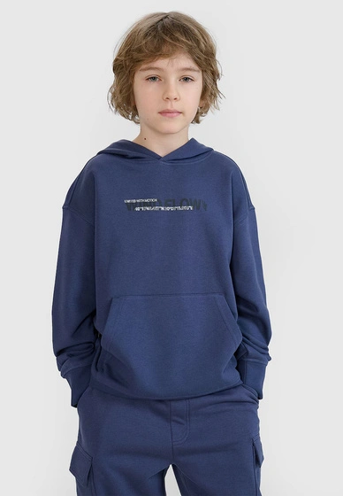 Bluza Chłopięca 4F Sportowa Oversize Bawełniana Z Kapturem Antracytowa 4FJWSS25TSWSM1511-22S