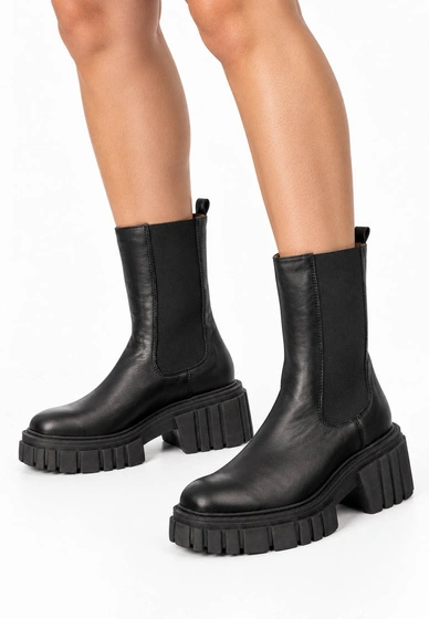 Sztyblety Damskie ULMANI SHOES Skórzane Buty Casual Czarne PROUKT POLSKI