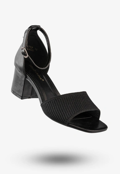 Sandały Damskie Na Klocku Buty Na Wiosnę Lato Ideal Czarne 8738