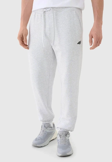 Spodnie Dresowe Sportowe Męskie 4F Bawełniane Joggery Szare Melanż 4FWMM00TTROM1139