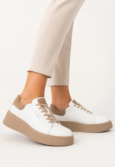 Sneakersy Damskie Skórzane Buty Na Platformie Półbuty Białe FILIPPO