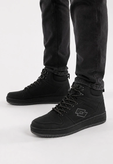 Buty Sportowe Męskie Uniseks Ocieplane Zimowe Sneakersy Wysokie Czarne LOTTO
