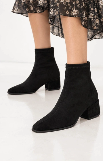 Botki Damskie Buty Wsuwane Eleganckie Stylowe Na Zimę Czarne