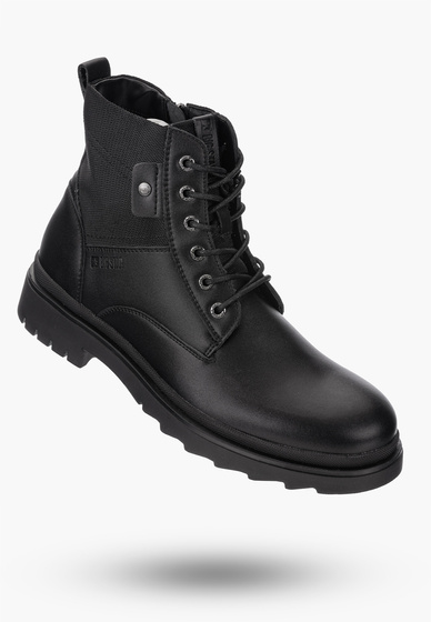 Buty Męskie BIG STAR Botki Skórzane Ocieplane Czarne OO174166