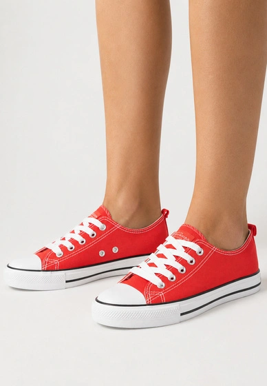 Trampki Damskie Buty Sportowe Niskie Casual Klasyczne Czerwone American Club