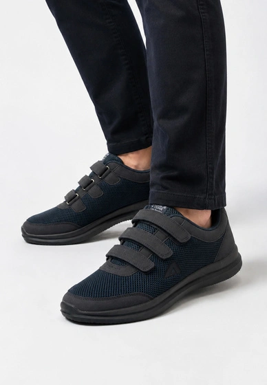 Buty Sportowe Męskie Półbuty Na Rzepy Siatka Sneakersy Granatowe American Club