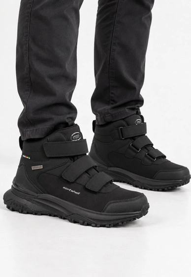 Buty Trekkingowe Młodzieżowe Męskie Sportowe Softshell Na Rzepy Wysokie Czarne AMERICAN CLUB