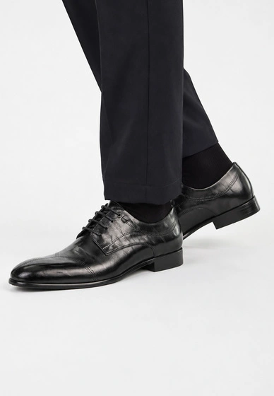 Buty Wizytowe Męskie Skórzane Eleganckie Półbuty JOHN DOUBARE Czarne