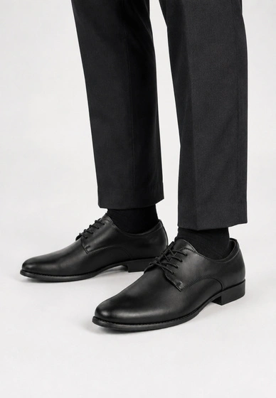 Buty Skórzane Męskie Półbuty Wizytowe Eleganckie Czarne WOJTYŁKO