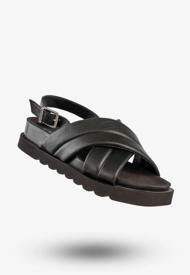 Sandały Damskie Skórzane Buty Eleganckie Klasyczne Czarne EMMA 8832