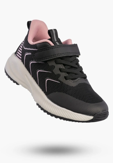 Sneakersy Dziewczęce Lekkie Buty Sportowe Na Rzepy Półbuty Czarne Apawwa G685