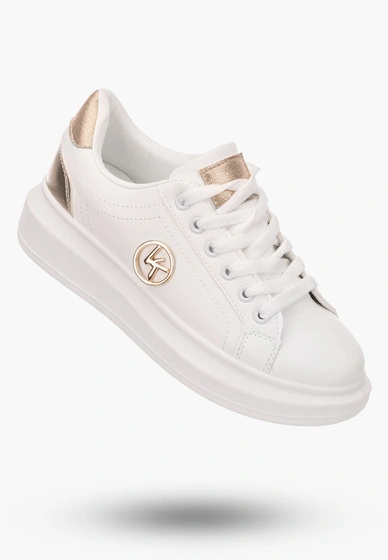 Półbuty Damskie Białe Sneakersy Lekkie na wysokiej podeszwie