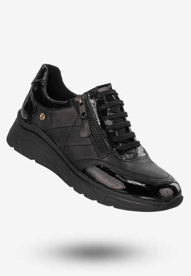 Sneakersy Damskie Buty Skórzane Lakierowane Czarne Maciejka P2120-01/00-8