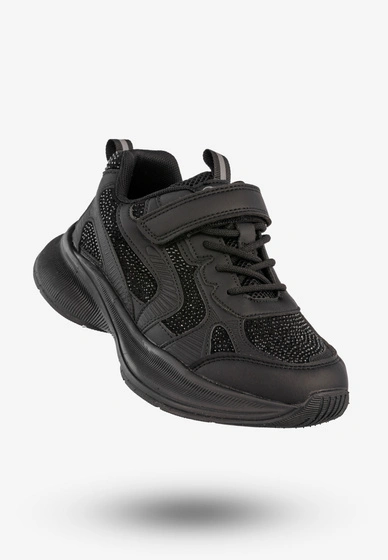 Sneakersy Dziecięce Ekoskóra Buty Sportowe Na Rzepy Półbuty Czarne Apawwa G1815P