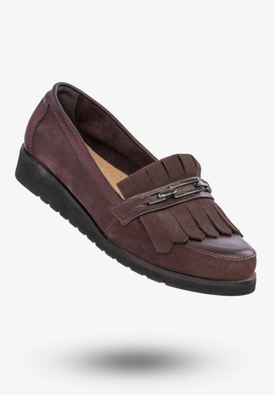 Mokasyny Damskie Buty Ze Skóry Naturalnej Bordowe Korda 1902