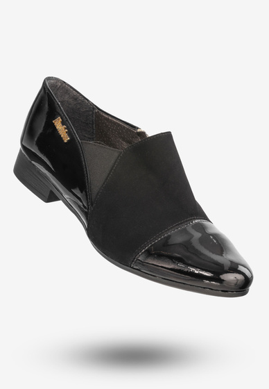 Półbuty Damskie Buty Ze Skóry Ekologicznej Eleganckie Czarne 984/138