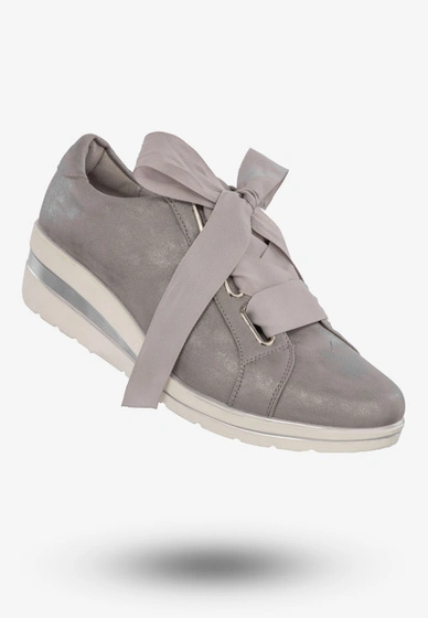 Półbuty Damskie Buty Ekoskóra Eleganckie Szare M.Daszyński MR1738-5