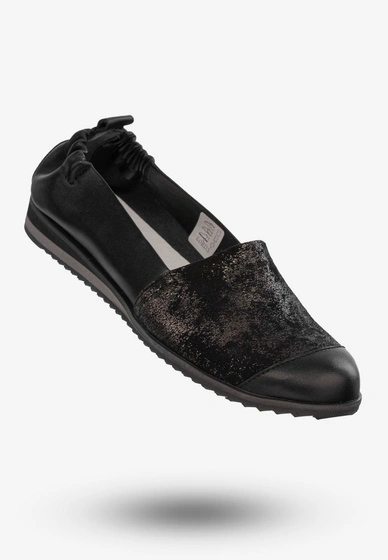 Baleriny Damskie Buty Ze Skóry Naturalnej Czarne Korda 1539