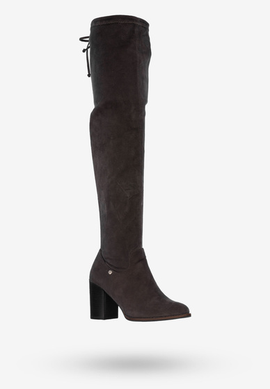 Buty Damskie Kozaki Zamszowe Długie Na Zimę BIGSTAR Szare BB274530