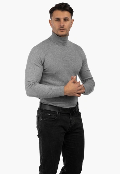 Golf Męski Elegancki Sweter Klasyczny Szary G-S-1-2024