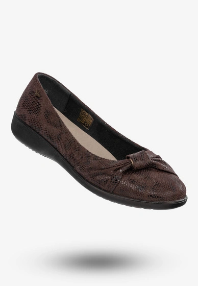 Baleriny Damskie Buty Eleganckie Brązowe Aloeloe Y224003