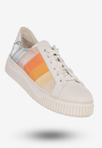Sneakersy Damskie Buty Skórzane Sportowe Na Wiosnę Lato Białe 05482-11/00-1