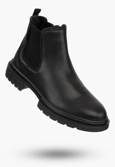 Buty Męskie BIG STAR Skórzane Sztyblety Ocieplane Czarne OO174147