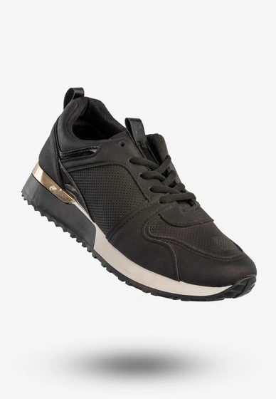 Sneakersy Damskie Ekoskóra Buty Sportowe Półbuty Czarne