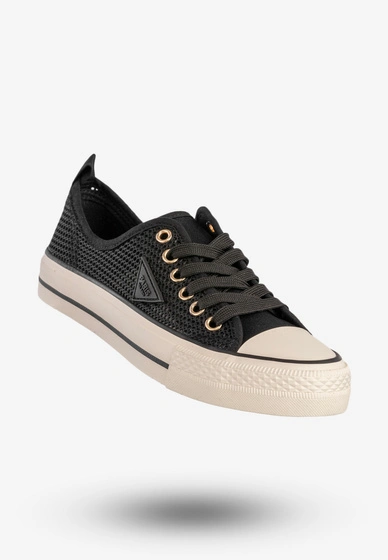 Trampki Damskie Ażurowe Buty Sportowe Czarne MSMG QY838