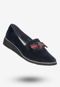 Buty Damskie Mokasyny Na Koturnie Eleganckie Granatowe GD-FL325
